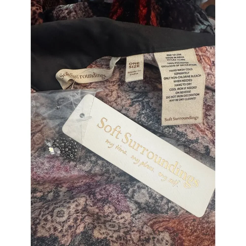 Soft Surroundings Nigella Velvet Ruana Kimono Shawl NWT One Size Boho Burnout